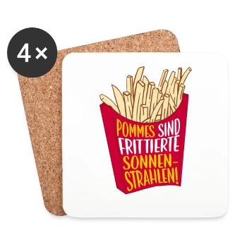 Pommes sind frittierte Sonnenstrahlen Fritten - Untersetzer (4er-Set) - Weiß - Vorne