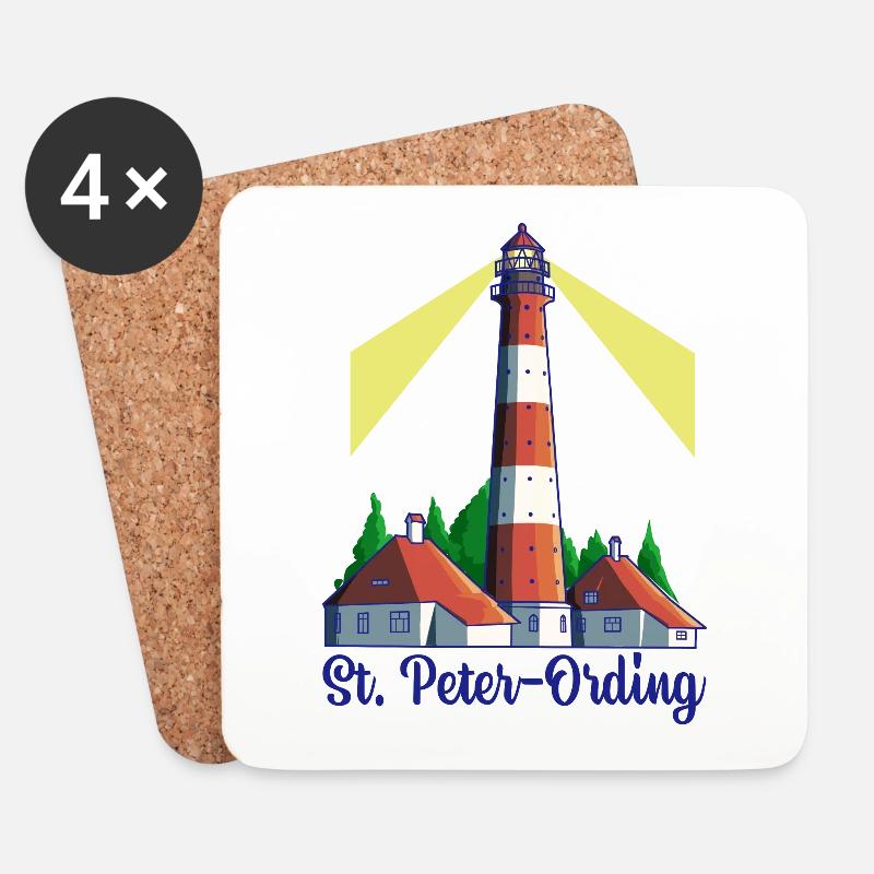 Leuchtturm - Nordseeheilbad St. Peter-Ording - Untersetzer (4er-Set) - Weiß