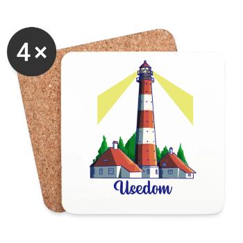 Leuchtturm - Insel Usedom - Untersetzer (4er-Set) - Weiß - Vorne