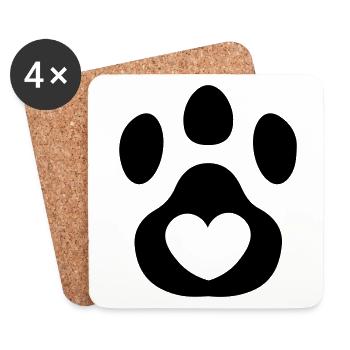 Paw Print Animal Love Animal Lover Gift Idea - Coasters (set of 4) - white - Front