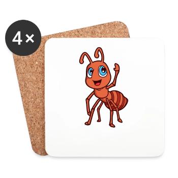 Kawaii Ant - Coasters (set of 4) - white - Front