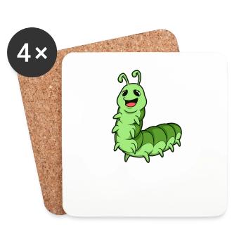 Kawaii Caterpillar - Coasters (set of 4) - white - Front