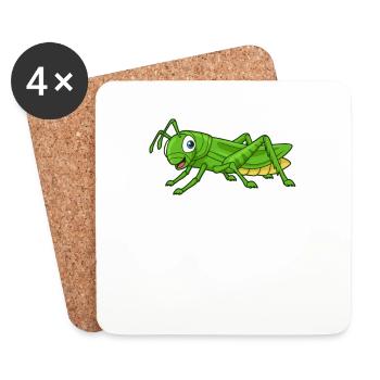 Kawaii Grasshoppers - Coasters (set of 4) - white - Front