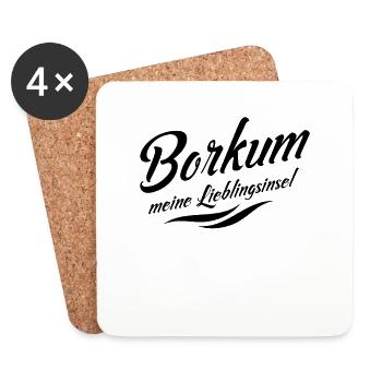 Meine Lieblingsinsel Borkum - Untersetzer (4er-Set) - Weiß - Vorne
