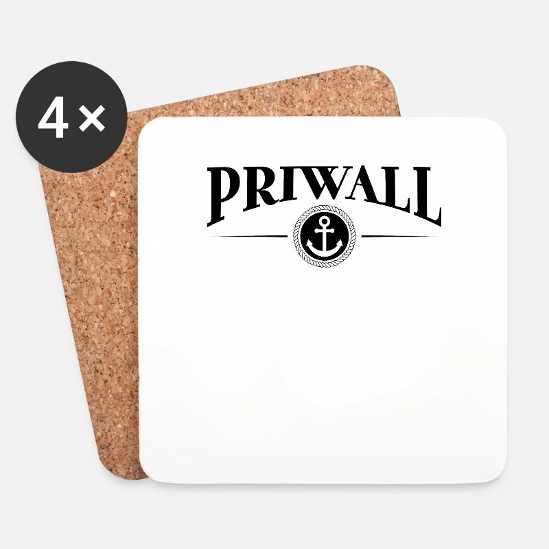 Anker und Seil - Seebad Priwall - Untersetzer (4er-Set) - Weiß