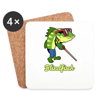Poisson aveugle - Dessous de verre (lot de 4) - blanc - Devant