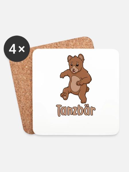 Tanzbär - Untersetzer (4er-Set) - Weiß