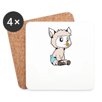 Kawaii Baby Lama - Coasters (set of 4) - white - Front