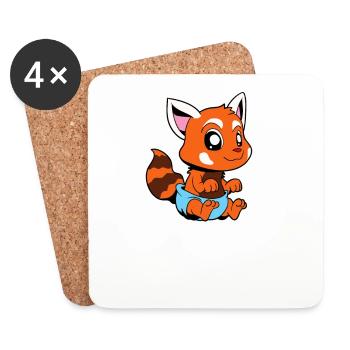Kawaii Bébé Panda Ro - Dessous de verre (lot de 4) - blanc - Devant