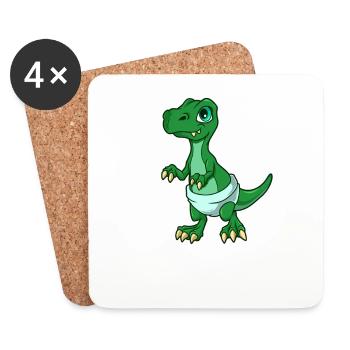 Kawaii Bébé TREX - Dessous de verre (lot de 4) - blanc - Devant