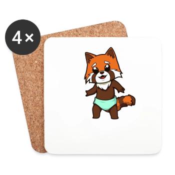 Kawaii Bébé Panda Ro - Dessous de verre (lot de 4) - blanc - Devant