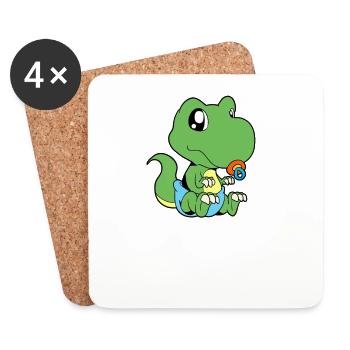 Kawaii Baby Dino - Coasters (set of 4) - white - Front