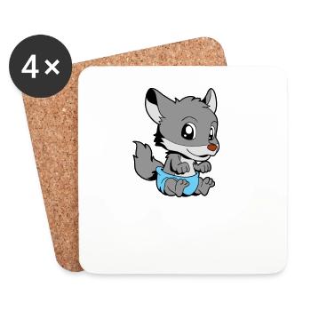 Kawaii Baby Wolf - Coasters (set of 4) - white - Front