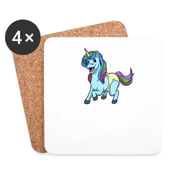 Kawaii Bébé Licorne - Dessous de verre (lot de 4) - blanc - Devant