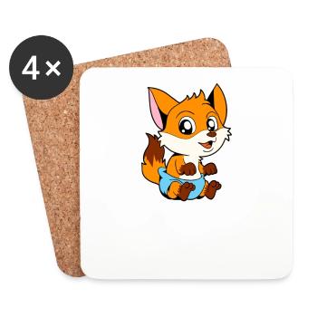 Kawaii Baby Fox - Coasters (set of 4) - white - Front