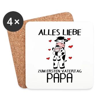 Vatertag - erster Vatertag - Untersetzer (4er-Set) - Weiß - Vorne
