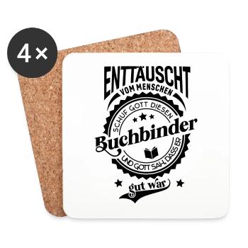 Lustiger Spruch für Beruf Buchbinder - Untersetzer (4er-Set) - Weiß - Vorne