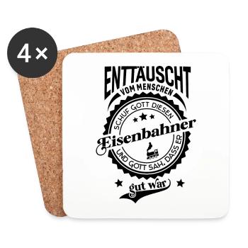 Lustiger Spruch für Beruf Eisenbahner - Untersetzer (4er-Set) - Weiß - Vorne
