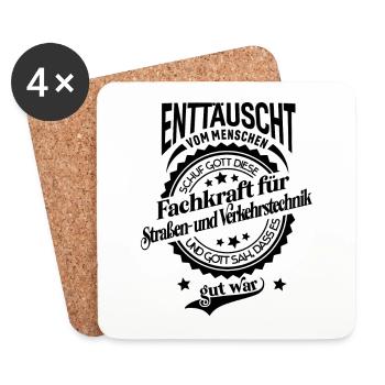 Fachkraft für Straßen- und Verkehrstechnik - Untersetzer (4er-Set) - Weiß - Vorne