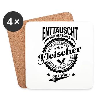 Lustiger Spruch für Beruf Fleischer - Untersetzer (4er-Set) - Weiß - Vorne