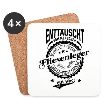Lustiger Spruch für Beruf Fliesenleger - Untersetzer (4er-Set) - Weiß - Vorne