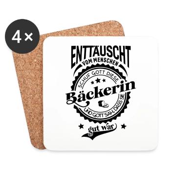 Lustiger Spruch für Beruf Bäckerin - Untersetzer (4er-Set) - Weiß - Vorne