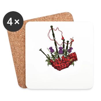 Scottish aesthetics - thistle and bagpipes - Coasters (set of 4) - white - Front