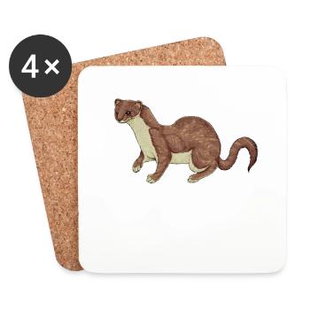 Coloured drawing of a weasel - Coasters (set of 4) - white - Front