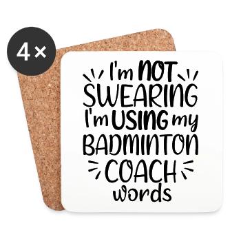 Je ne jure pas que j’utilise mon mot d’entraîneur de badminton - Dessous de verre (lot de 4) - blanc - Devant