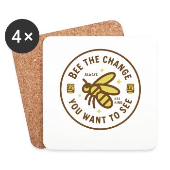 Bee the Change you want to see - Always bee kind - Untersetzer (4er-Set) - Weiß - Vorne