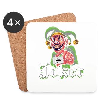 Joker avec carte à jouer - Dessous de verre (lot de 4) - blanc - Devant