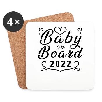 Baby 2022 - Birth Pregnant 2022 - Coasters (set of 4) - white - Front