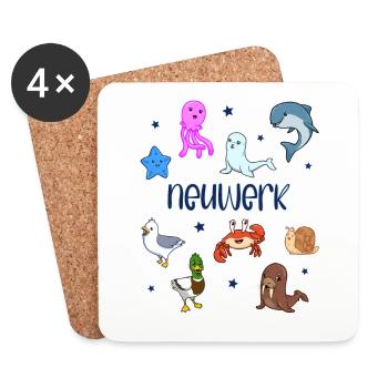 Süße Tiere in Neuwerk - Untersetzer (4er-Set) - Weiß - Vorne