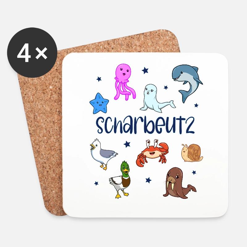 Süße Tiere in Scharbeutz - Untersetzer (4er-Set) - Weiß