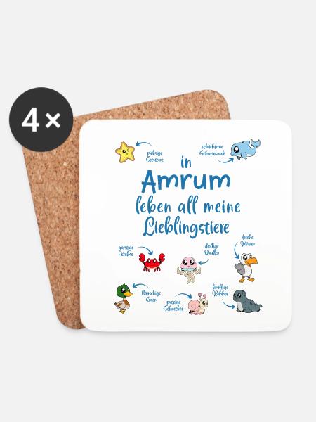 Meine Lieblingstiere in Amrum - Untersetzer (4er-Set) - Weiß