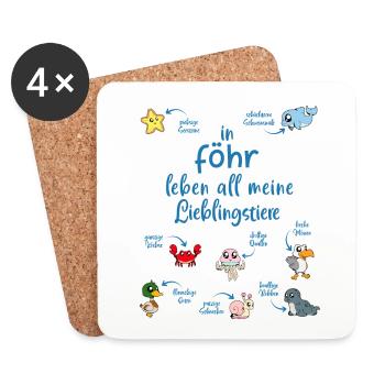 Meine Lieblingstiere in Föhr - Untersetzer (4er-Set) - Weiß - Vorne