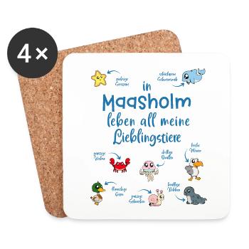 Meine Lieblingstiere in Maasholm - Untersetzer (4er-Set) - Weiß - Vorne