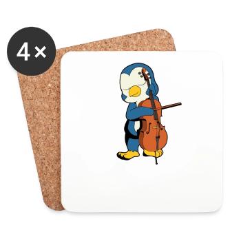 Comic Pinguin spielt Cello - Untersetzer (4er-Set) - Weiß - Vorne