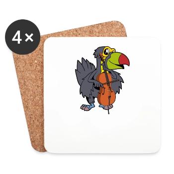 Comic Tukan plays cello - Coasters (set of 4) - white - Front