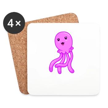 Kawaii Jellyfish - Coasters (set of 4) - white - Front
