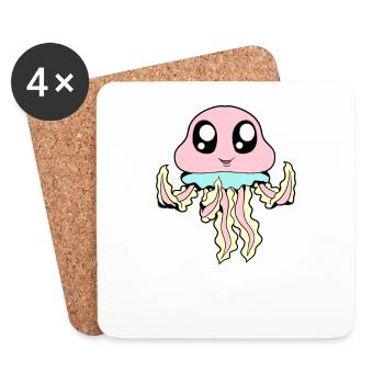 Kawaii Jellyfish - Coasters (set of 4) - white - Front