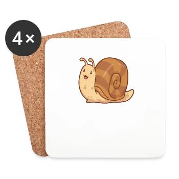 Kawaii Snail - Coasters (set of 4) - white - Front