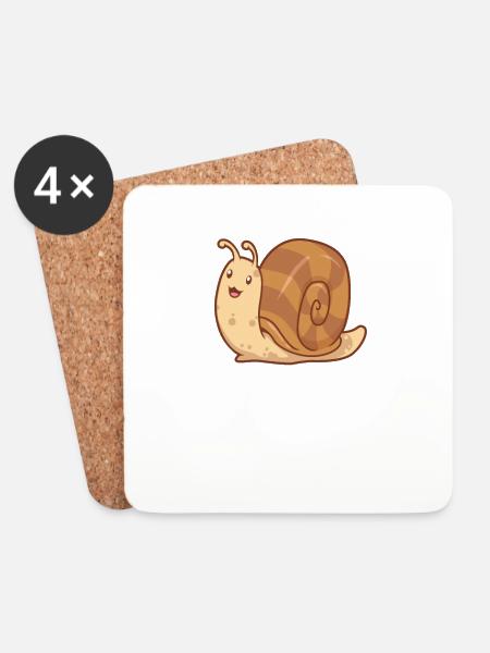 Kawaii Schnecke - Untersetzer (4er-Set) - Weiß