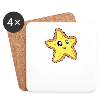 Étoile de mer kawaii - Dessous de verre (lot de 4) - blanc - Devant