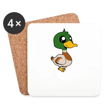 Canard Kawaii - Dessous de verre (lot de 4) - blanc - Devant