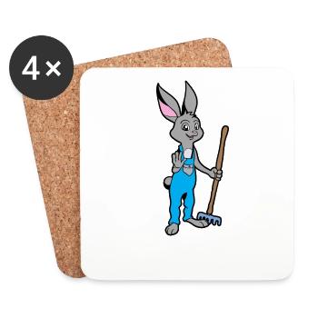 Gerne im Garten -Gärtner Hase - Untersetzer (4er-Set) - Weiß - Vorne