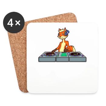 Cartoon Fuchs DJ am Turntable - Untersetzer (4er-Set) - Weiß - Vorne