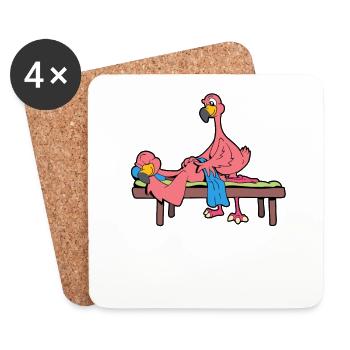 Flamant rose massé - Physiothérapie - Dessous de verre (lot de 4) - blanc - Devant