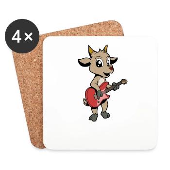 Comic goat joue de la guitare électrique - Dessous de verre (lot de 4) - blanc - Devant