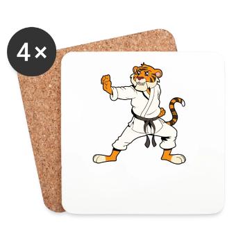 Comic Tiger does karate - Coasters (set of 4) - white - Front
